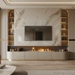Curved Modern Fireplace TV Cabinet