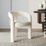 Off White Boucle Curve Dining Chair