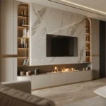Curved Modern Fireplace TV Cabinet - Image 2