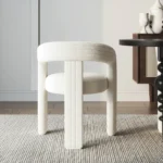 Off White Boucle Curve Dining Chair - Image 3